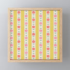 Granny Style Vintage Florals On Yellow Stripes Mini Art Print Gallery Image 1