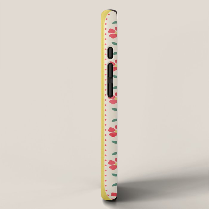 Granny Style Vintage Florals On Yellow Stripes iPhone Case Gallery Image 2