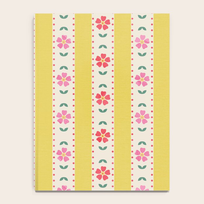 Granny Style Vintage Florals On Yellow Stripes Notebook Gallery Image 4