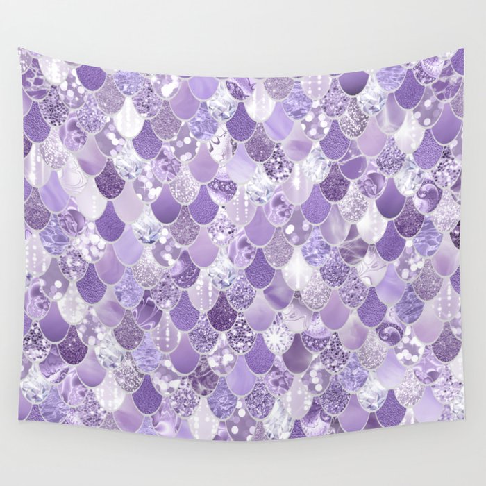 Mermaid Scales, Aesthetic Purple Wall Tapestry Gallery Image 4