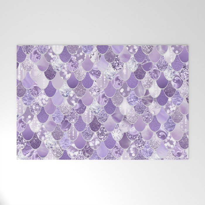 Mermaid Scales, Aesthetic Purple Welcome Mat Gallery Image 1