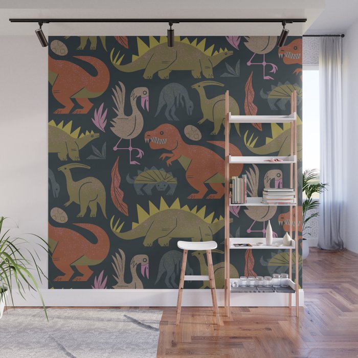 Jurassic Friends (Dark) Wall Mural Gallery Image 1