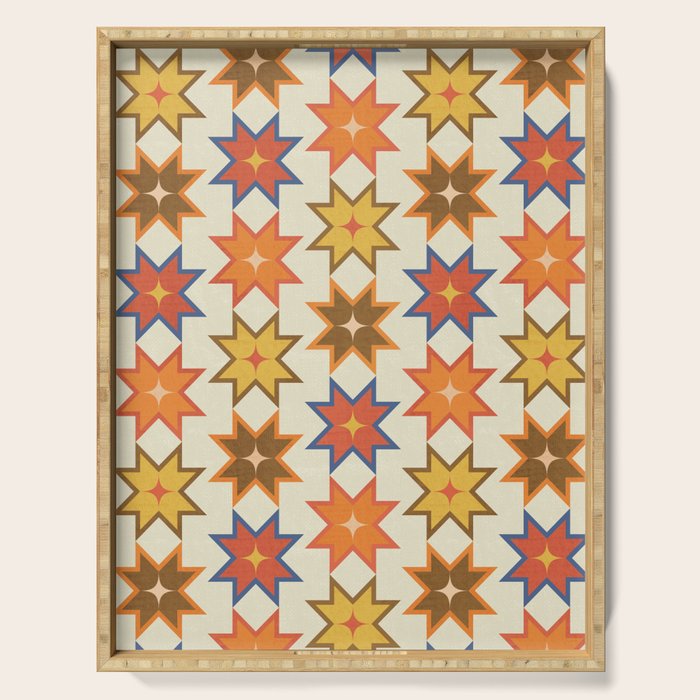 Holiday Mosaic Stars Retro-Inspired Festive Design Serving Tray Gallery Image 1