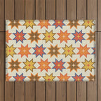 Holiday Mosaic Stars Retro-Inspired Festive Design Outdoor Rug Gallery Image 1