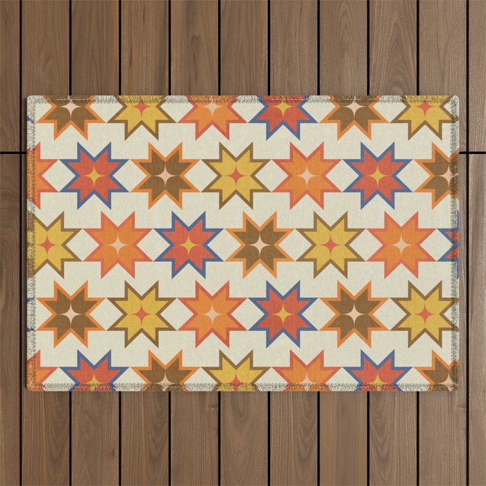 Holiday Mosaic Stars Retro-Inspired Festive Design Outdoor Rug Gallery Image 1