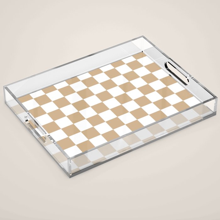 Checkered (Tan & White Pattern) Acrylic Tray Gallery Image 1