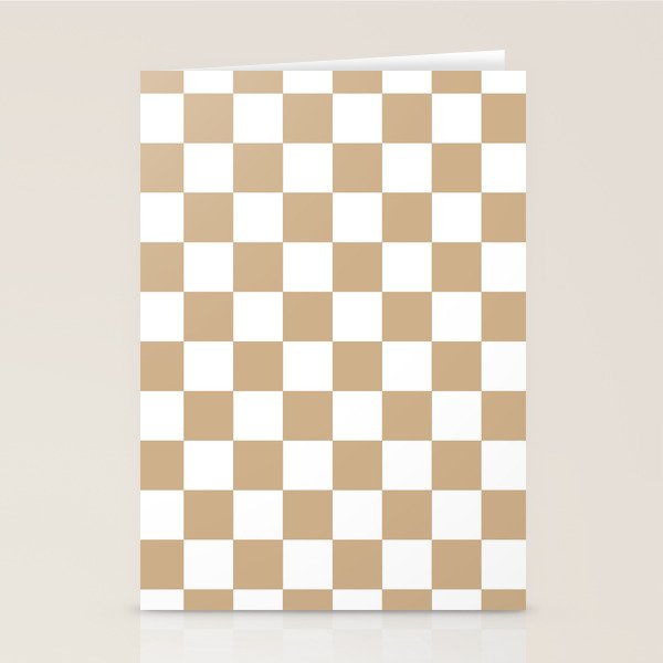 Checkered (Tan & White Pattern) Stationery Card Gallery Image 1