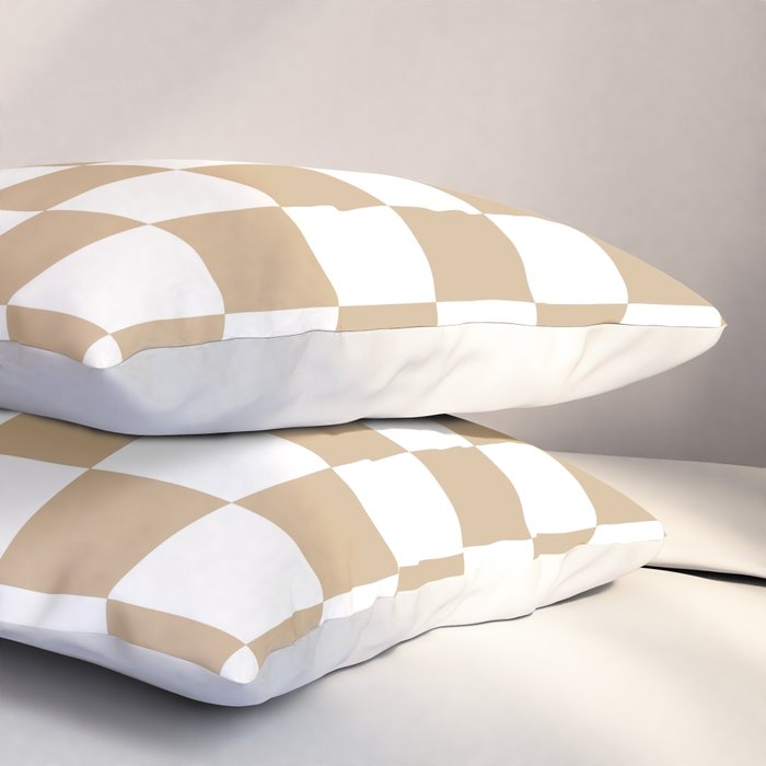 Checkered (Tan & White Pattern) Pillow Sham Gallery Image 3