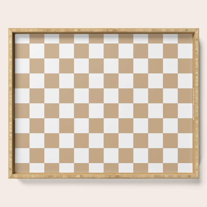 Checkered (Tan & White Pattern) Serving Tray Gallery Image 1