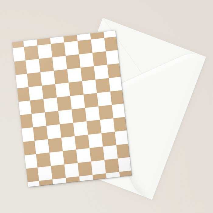 Checkered (Tan & White Pattern) Stationery Card Gallery Image 2