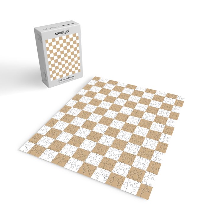 Checkered (Tan & White Pattern) Jigsaw Puzzle Gallery Image 2