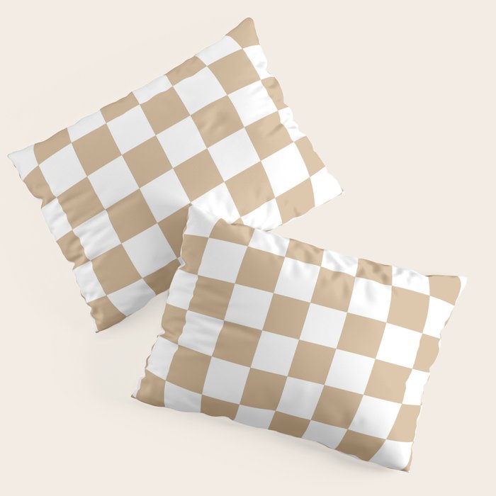 Checkered (Tan & White Pattern) Pillow Sham Gallery Image 1