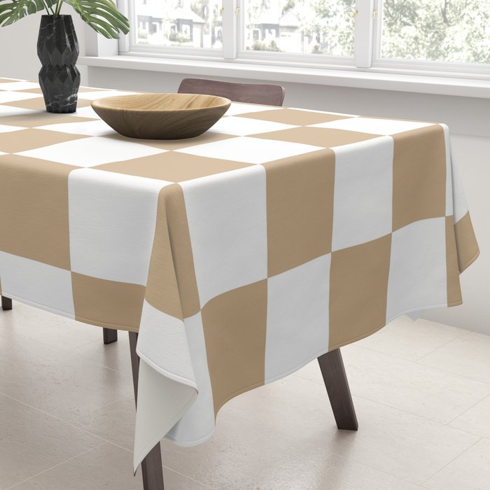 Checkered (Tan & White Pattern) Tablecloth Gallery Image 3