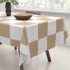 Checkered (Tan & White Pattern) Tablecloth Gallery Image 3