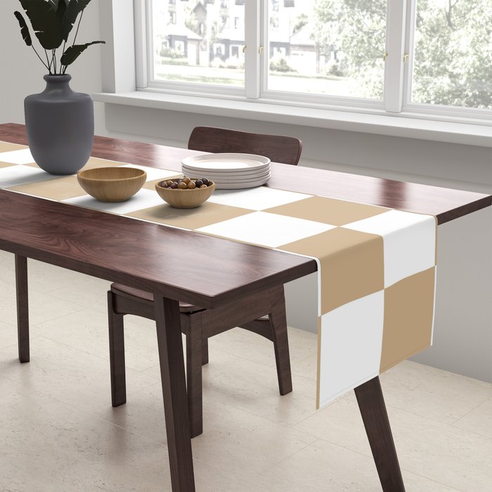 Checkered (Tan & White Pattern) Table Runner Gallery Image 2