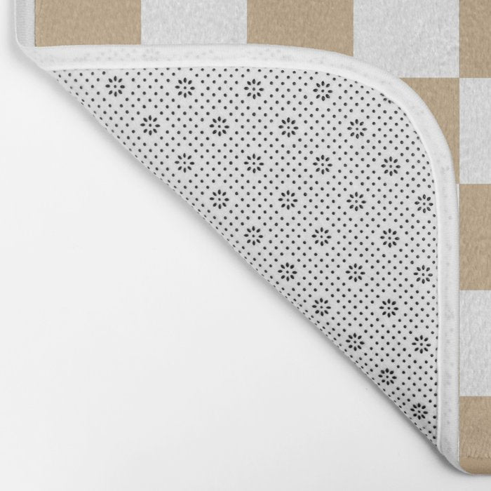 Checkered (Tan & White Pattern) Bath Mat Gallery Image 2