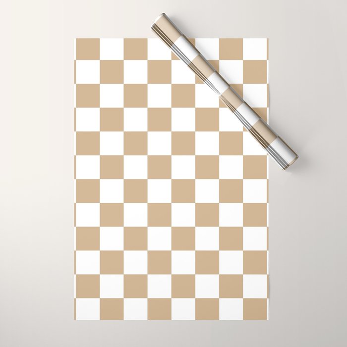 Checkered (Tan & White Pattern) Wrapping Paper Gallery Image 1