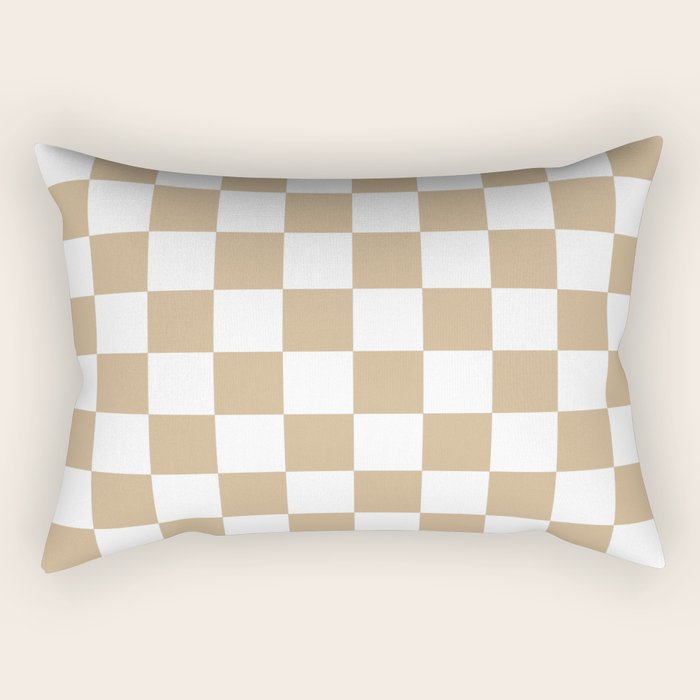 Checkered (Tan & White Pattern) Rectangular Pillow Gallery Image 1