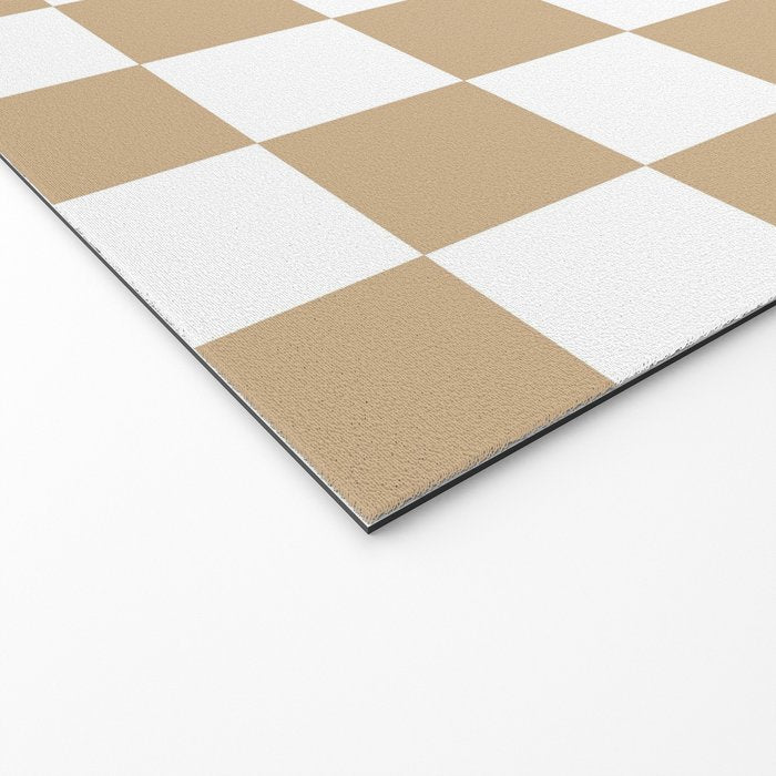 Checkered (Tan & White Pattern) Welcome Mat Gallery Image 2