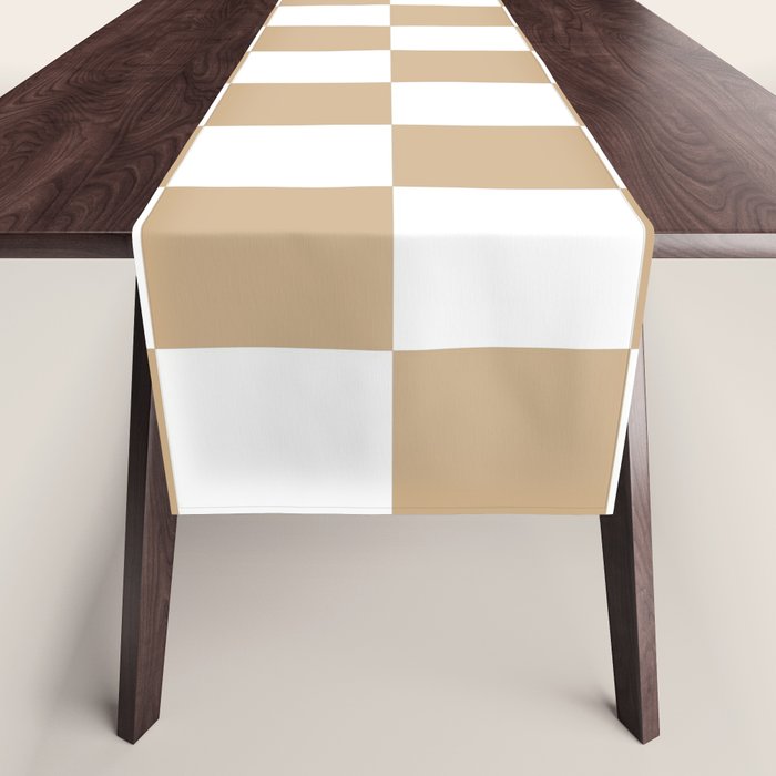 Checkered (Tan & White Pattern) Table Runner Gallery Image 1