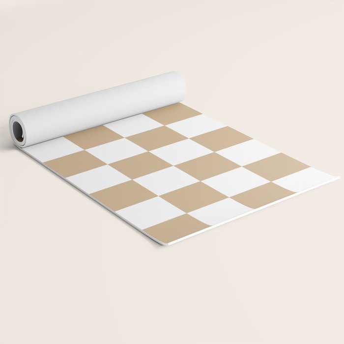 Checkered (Tan & White Pattern) Yoga Mat Gallery Image 2