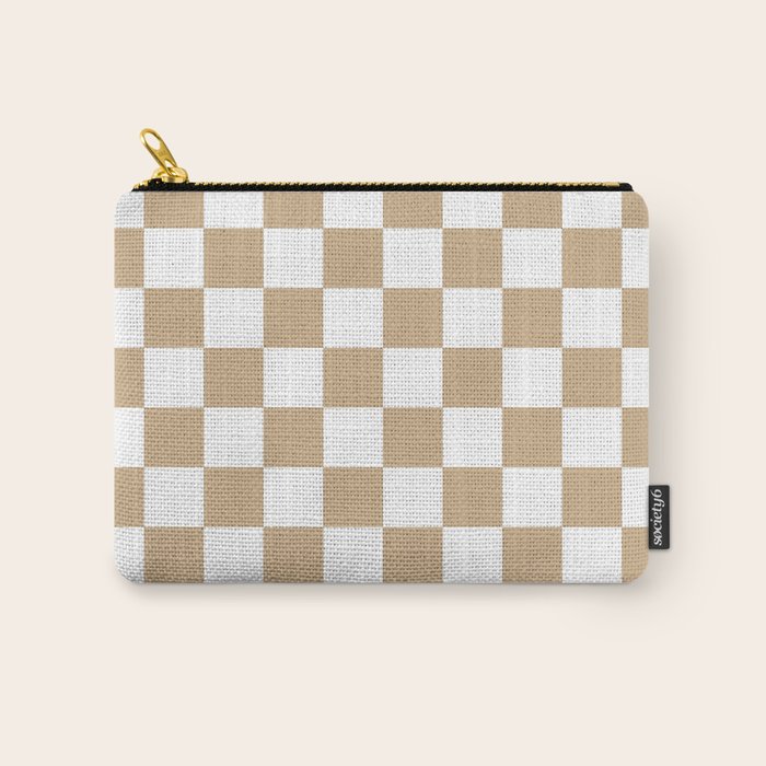 Checkered (Tan & White Pattern) Carry All Pouch Gallery Image 1