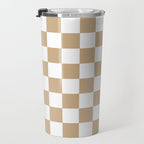Checkered (Tan & White Pattern) Travel Mug Gallery Image 3