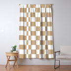 Checkered (Tan & White Pattern) Window Curtain Gallery Image 5