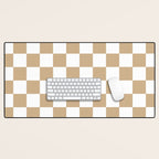 Checkered (Tan & White Pattern) Desk Mat Gallery Image 1