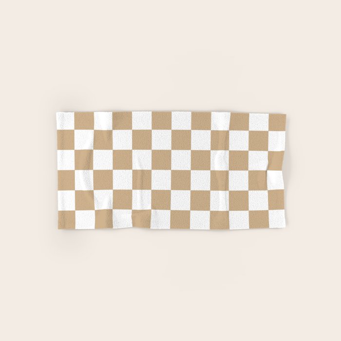 Checkered (Tan & White Pattern) Bath Towel Gallery Image 1