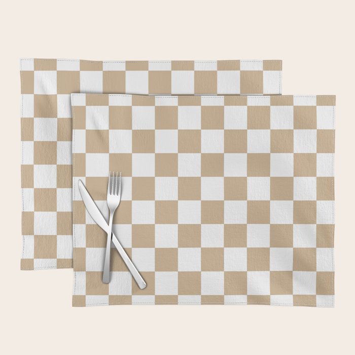 Checkered (Tan & White Pattern) Placemat Gallery Image 1