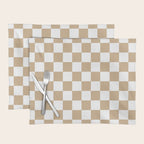 Checkered (Tan & White Pattern) Placemat Gallery Image 1