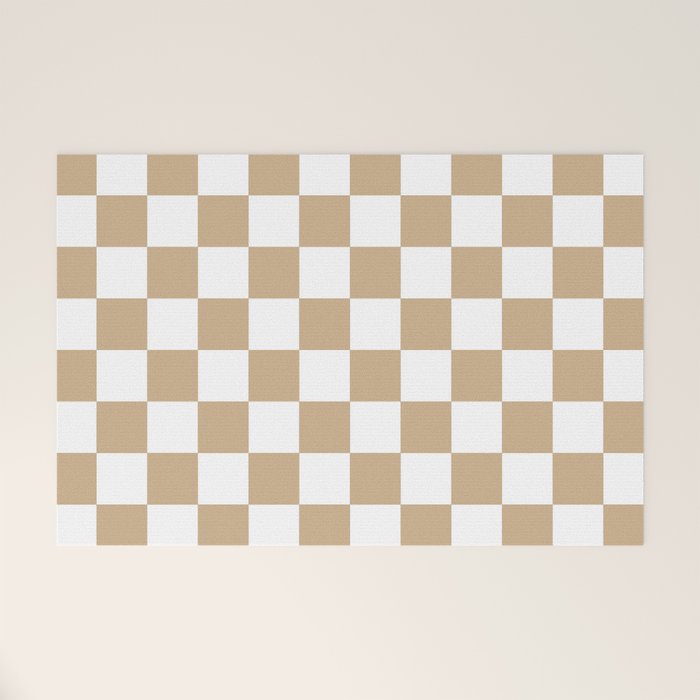 Checkered (Tan & White Pattern) Welcome Mat Gallery Image 1