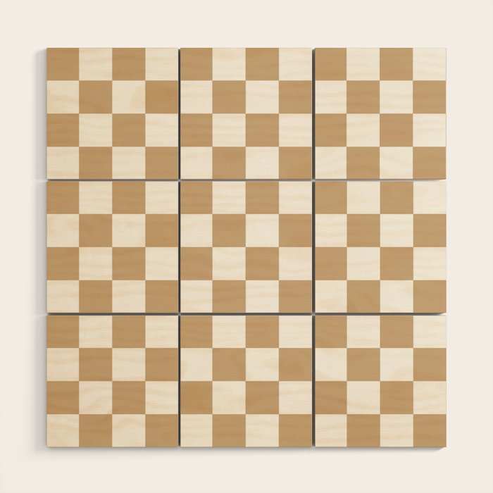 Checkered (Tan & White Pattern) Wood Wall Art Gallery Image 1