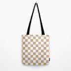 Checkered (Tan & White Pattern) Tote Bag Gallery Image 2