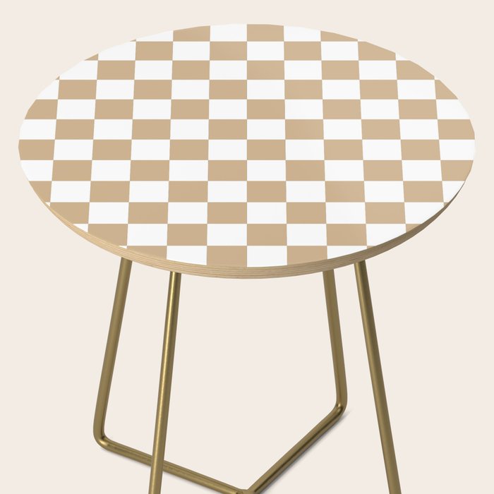 Checkered (Tan & White Pattern) Side Table Gallery Image 2
