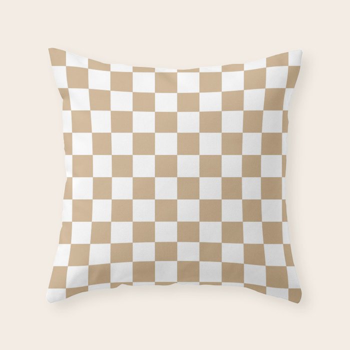 Checkered (Tan & White Pattern) Throw Pillow Gallery Image 6