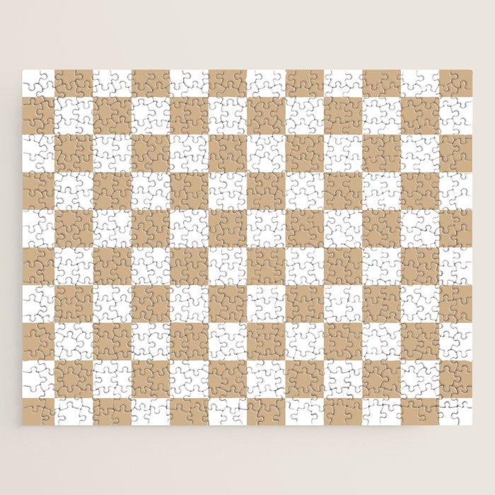 Checkered (Tan & White Pattern) Jigsaw Puzzle Gallery Image 1