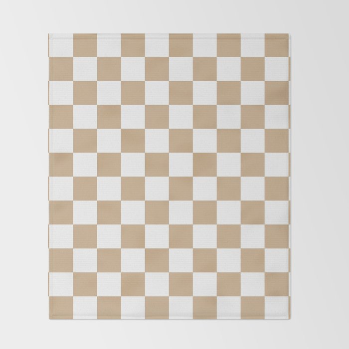 Checkered (Tan & White Pattern) Throw Blanket Gallery Image 2