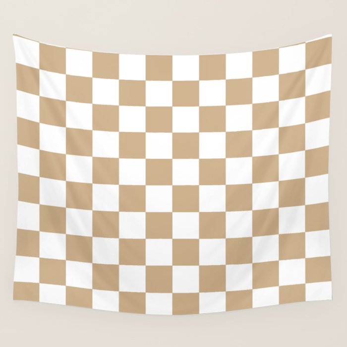 Checkered (Tan & White Pattern) Wall Tapestry Gallery Image 4