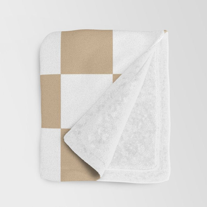 Checkered (Tan & White Pattern) Throw Blanket Gallery Image 3