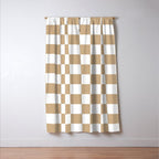 Checkered (Tan & White Pattern) Window Curtain Gallery Image 3