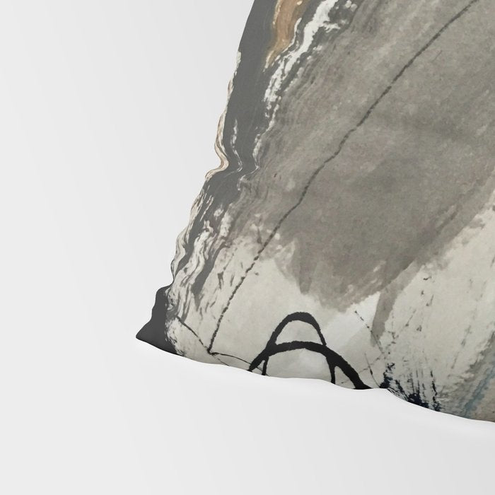 Drift [5]: a neutral abstract mixed media piece in black, white, gray, brown Pillow Sham Gallery Image 4