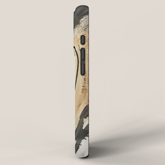 Drift [5]: a neutral abstract mixed media piece in black, white, gray, brown iPhone Case Gallery Image 2