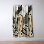 Drift [5]: a neutral abstract mixed media piece in black, white, gray, brown Window Curtain Gallery Image 3