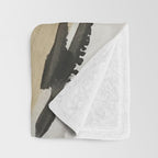 Drift [5]: a neutral abstract mixed media piece in black, white, gray, brown Throw Blanket Gallery Image 3