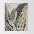 Drift [5]: a neutral abstract mixed media piece in black, white, gray, brown Throw Blanket Gallery Image 2