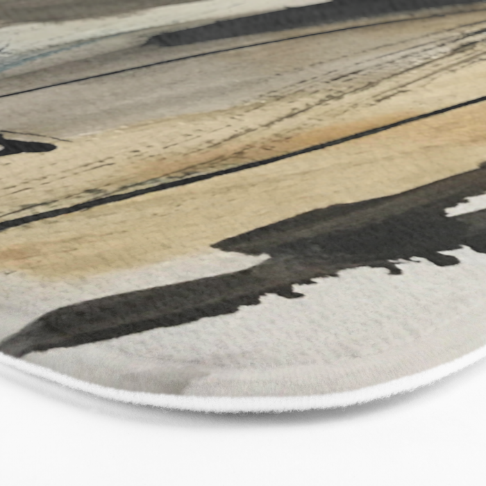 Drift [5]: a neutral abstract mixed media piece in black, white, gray, brown Bath Mat Gallery Image 3