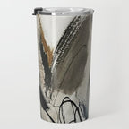 Drift [5]: a neutral abstract mixed media piece in black, white, gray, brown Travel Mug Gallery Image 3
