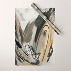 Drift [5]: a neutral abstract mixed media piece in black, white, gray, brown Wrapping Paper Gallery Image 1